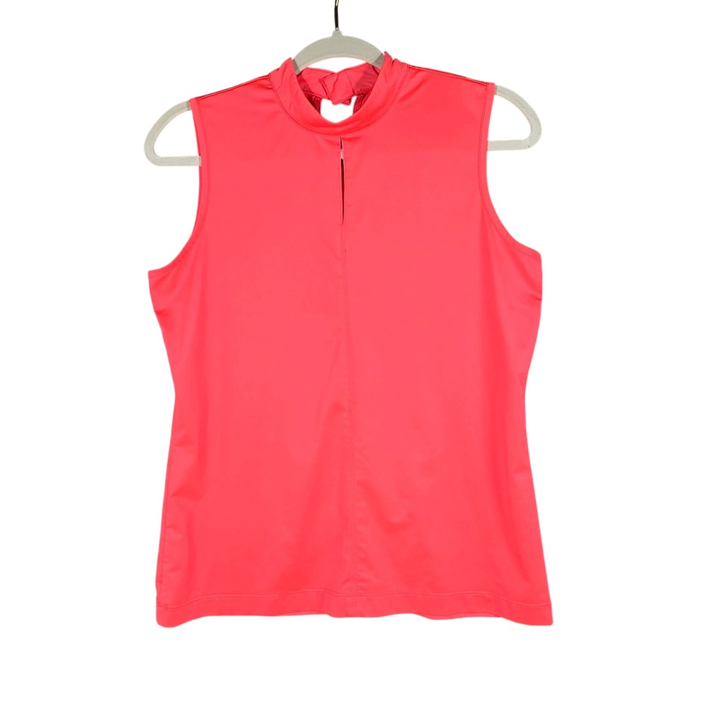 Tail Golf Top Womens Medium Coral Pink Mock Neck Sleeveless Activewear Shirt